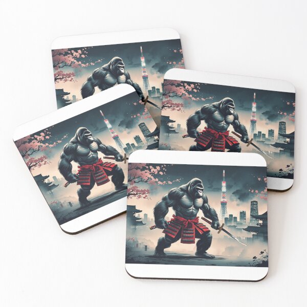 Item preview, A powerful gorilla warrior dressed as a samurai,Skytree Background designed and sold by Still Ronin Art .