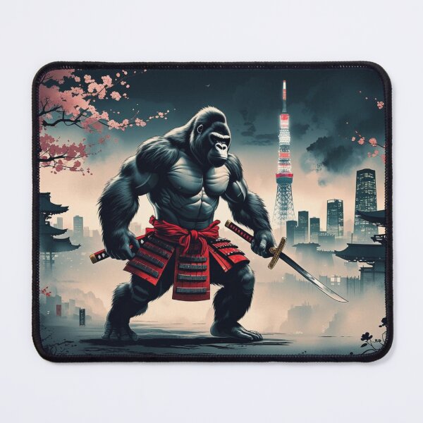 Item preview, A powerful gorilla warrior dressed as a samurai,Skytree Background designed and sold by Still Ronin Art .