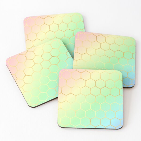 Item preview, Pastel Gradient with Golden Hexagonal Grid designed and sold by CreaTwinkles.