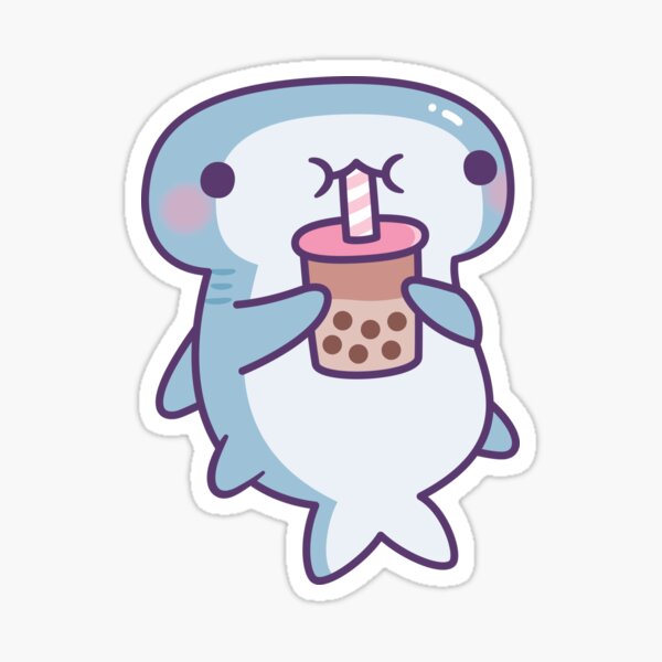 Item preview, Cute Hammerhead Shark Drinking Boba Tea designed and sold by rustydoodle.