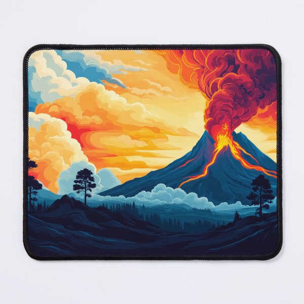 Item preview, Fiery Volcano Eruption at Sunset – Vibrant Forest Landscape Illustration designed and sold by Art of Ngu.