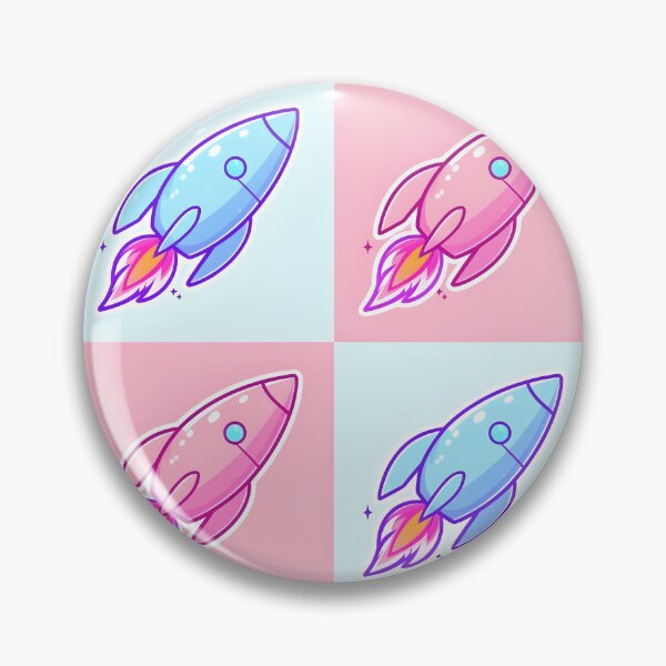 Item preview, Whimsical Rocket Pattern Sticker – Cute Blue and Pink Cartoon Rockets with Sparkles designed and sold by FestivityFinds.