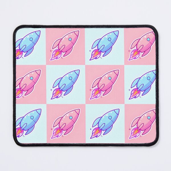 Item preview, Whimsical Rocket Pattern Sticker – Cute Blue and Pink Cartoon Rockets with Sparkles designed and sold by FestivityFinds.