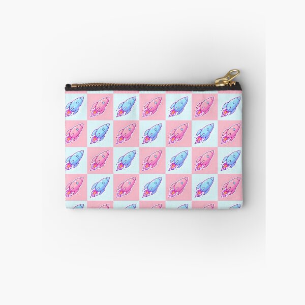Item preview, Whimsical Rocket Pattern Sticker – Cute Blue and Pink Cartoon Rockets with Sparkles designed and sold by FestivityFinds.