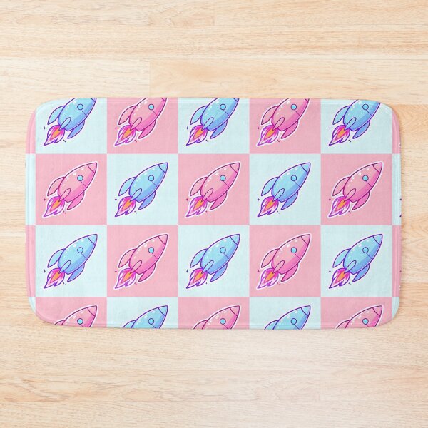 Item preview, Whimsical Rocket Pattern Sticker – Cute Blue and Pink Cartoon Rockets with Sparkles designed and sold by FestivityFinds.