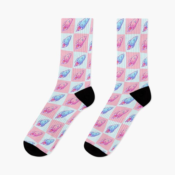Item preview, Whimsical Rocket Pattern Sticker – Cute Blue and Pink Cartoon Rockets with Sparkles designed and sold by FestivityFinds.