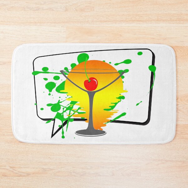 Item preview, Speech bubble, sunset and cocktail glass with cherry, green paint splashes designed and sold by MyREDBlack.