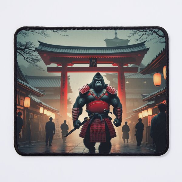 Item preview, A powerful gorilla warrior dressed as a samurai,Asakusa & Senso-ji Temple designed and sold by Still Ronin Art .
