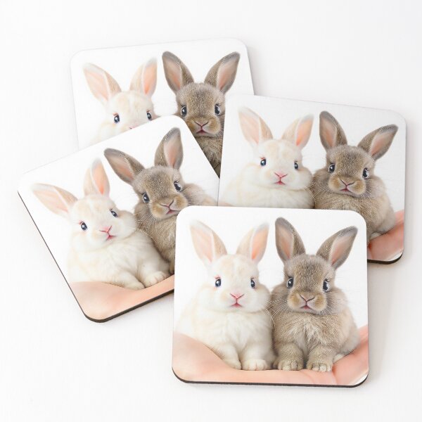 Item preview, Two Miniature Rabbits in the Palm of a Hand Brown and White designed and sold by acceleratorhams.