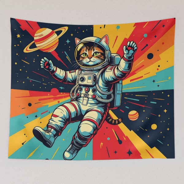 Item preview, Cat floating in the deep space of universe designed and sold by Erlin Rudho.