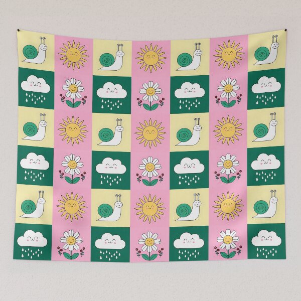 Item preview, Whimsical Nature-Inspired Cartoon Sticker – Snail, Sun, Cloud, and Flower Design designed and sold by FestivityFinds.