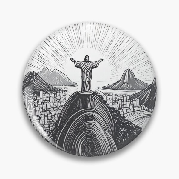 Item preview, Sacred Peaks of Brazil – Minimalist Rio's Christ Line Art designed and sold by kacperartdesign.