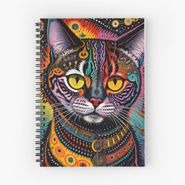 Aperçu de l'œuvre Chat psychédélique – Dessin tribal aux couleurs vives créée et vendue par BrushRushX.