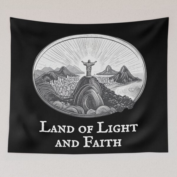 Item preview, Sacred Peaks of Brazil – Minimalist Rio's Christ Line Art designed and sold by kacperartdesign.