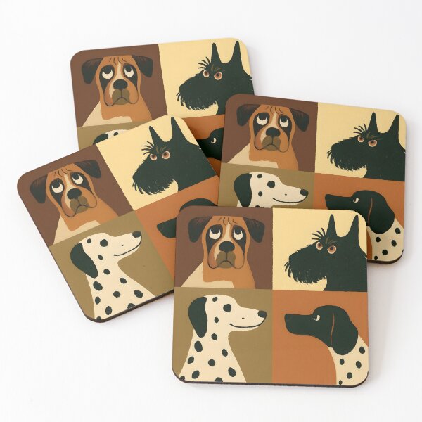 Item preview, Whimsical Dog Breeds Sticker – Cute Cartoon Dogs in Grid Pattern designed and sold by FestivityFinds.