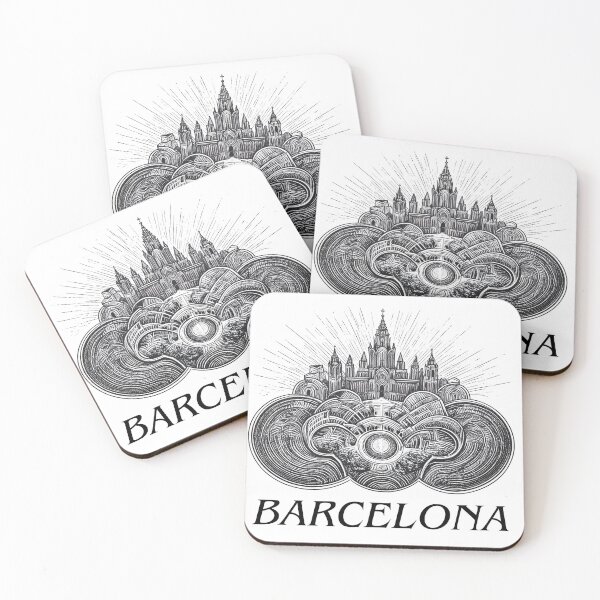 Item preview, Barcelona - Vintage Urban Majesty in Medieval Engraving Style designed and sold by kacperartdesign.