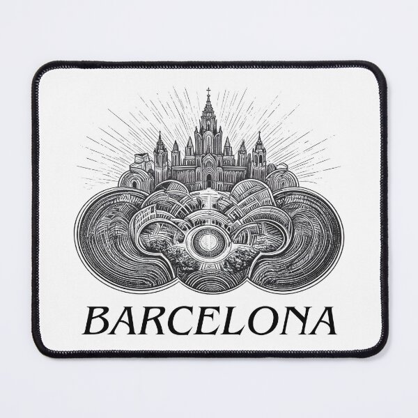 Item preview, Barcelona - Vintage Urban Majesty in Medieval Engraving Style designed and sold by kacperartdesign.