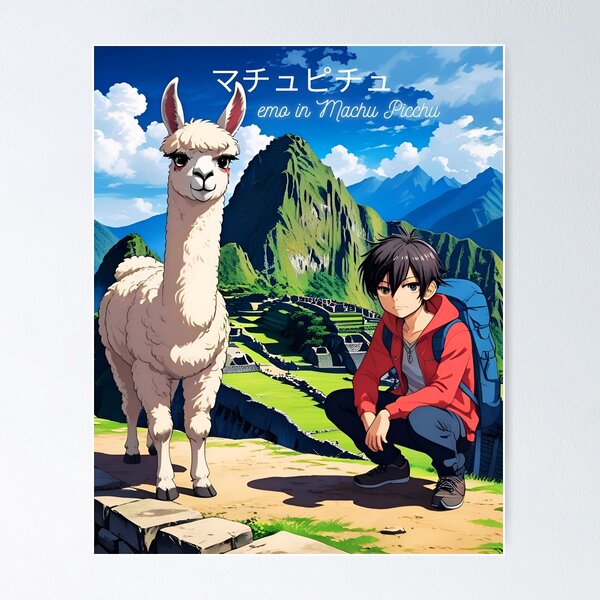 Item preview, Fun trip, emo anime backpacking in Machu Picchu designed and sold by Emo-World-Tour.
