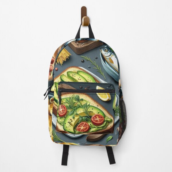 Item preview, Comfort Food Art – Stylized Avocado Toast, Pasta & Sardines Illustration designed and sold by ashokreddy343.