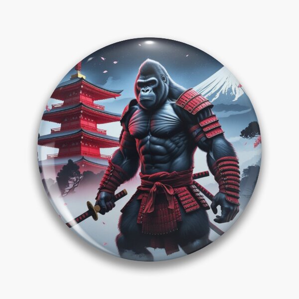 Item preview, A powerful gorilla warrior dressed as a samurai,Chureito Pagoda designed and sold by Still Ronin Art .
