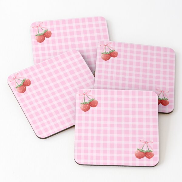 Item preview, Sweet Pink Gingham with Strawberries designed and sold by Charming-Canvas.