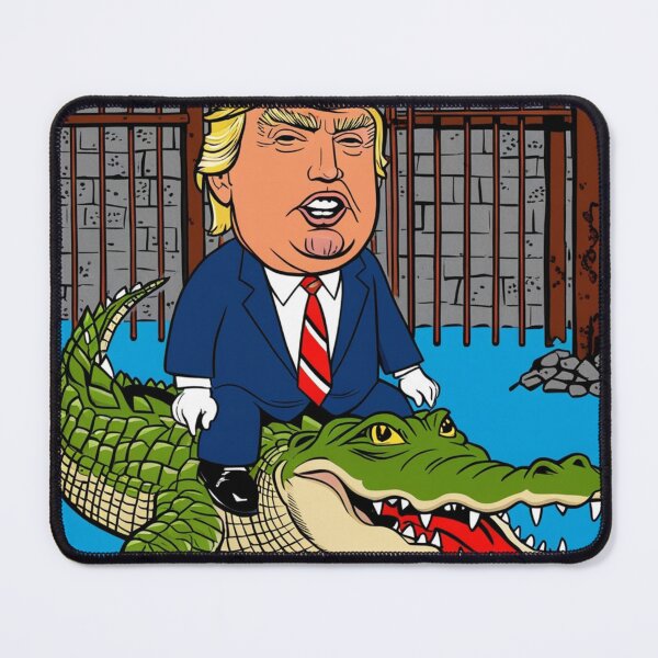 Item preview, Trump Riding an Alligator on Patrol at Alligator Alcatraz designed and sold by Animals Wearing Glasses.