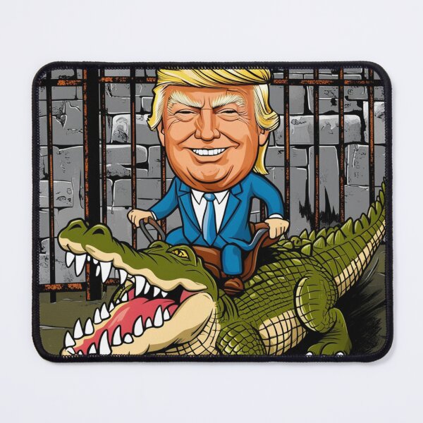Item preview, Donald Trump Riding an Alligator at Alligator Alcatraz designed and sold by Animals Wearing Glasses.