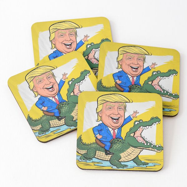 Item preview, Donald Trump as a cartoon character riding an alligator designed and sold by Animals Wearing Glasses.