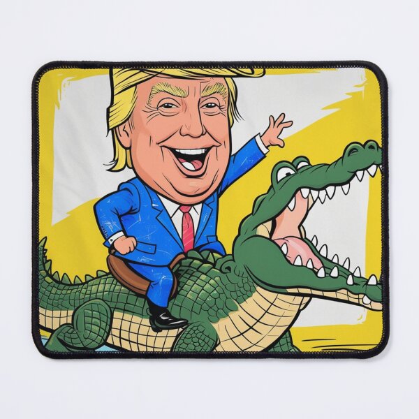 Item preview, Donald Trump as a cartoon character riding an alligator designed and sold by Animals Wearing Glasses.