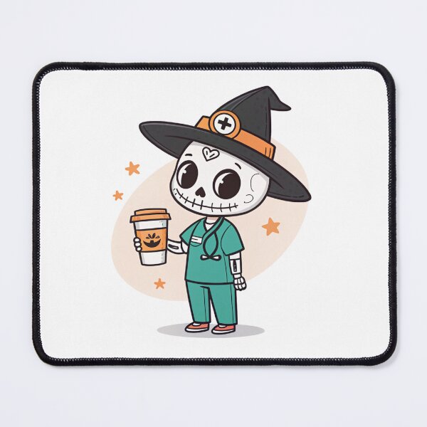 Item preview, Halloween Nurse with Coffee Wearing Witches Hat designed and sold by Vividdesignsau.