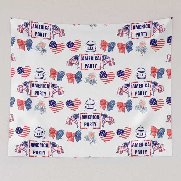 Item preview, America party heart, bow, flag, couquette designed and sold by Lady-Frost.