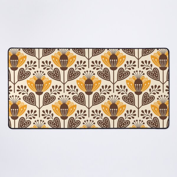 Item preview, Scandinavian flowers pattern, yellow brown (3474E) designed and sold by RouCouCou.
