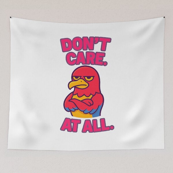 Item preview, Don't Care At All – Funny Parrot Attitude Cartoon Design designed and sold by Domci.