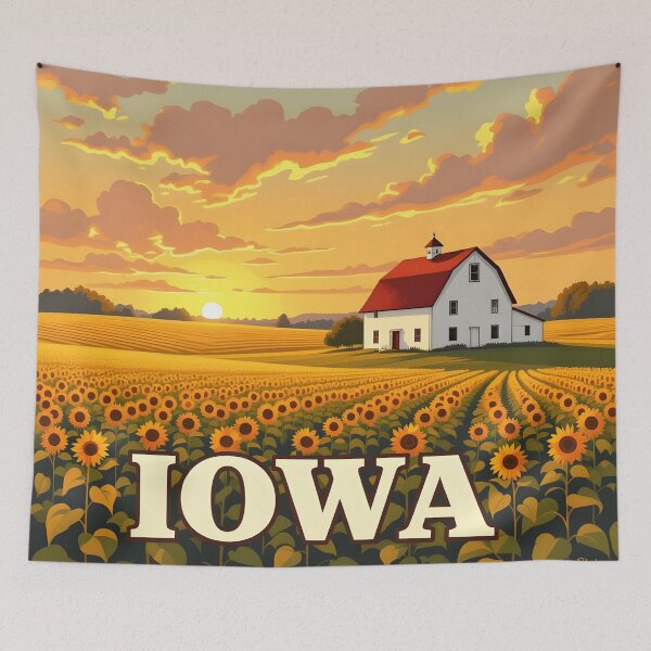 Item preview, Iowa: Vintage Painterly Travel Poster designed and sold by LSVart.