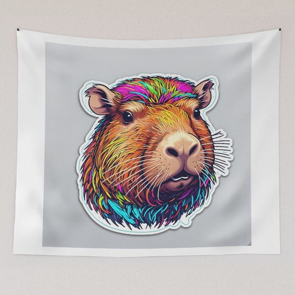 Item preview, Colorful Capybara Portrait designed and sold by stableImaginarium.