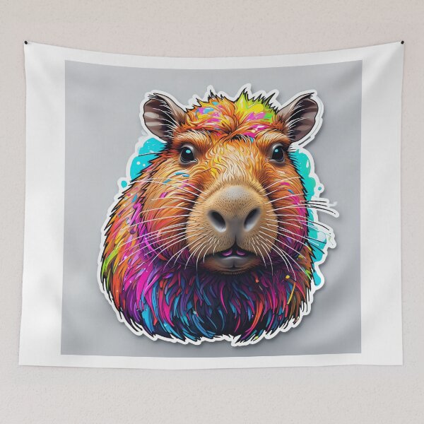 Item preview, Colorful Capybara Portrait designed and sold by stableImaginarium.