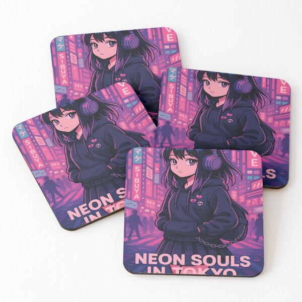 Item preview, Neon Souls in Tokyo – Aesthetic Emo Girl at Night designed and sold by Emo-World-Tour.