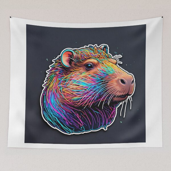 Item preview, Colorful Capybara Portrait designed and sold by stableImaginarium.