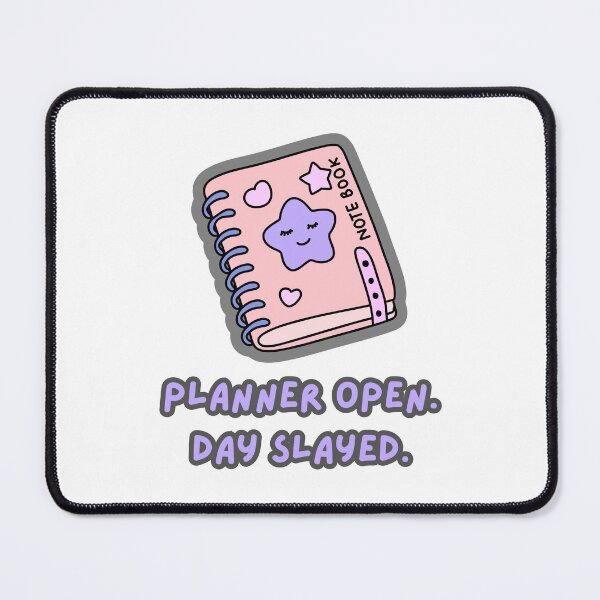 Item preview, Planner Open Day Slayed | Cute Productivity Boss Babe Quote with Notebook designed and sold by The Sticker Cove.