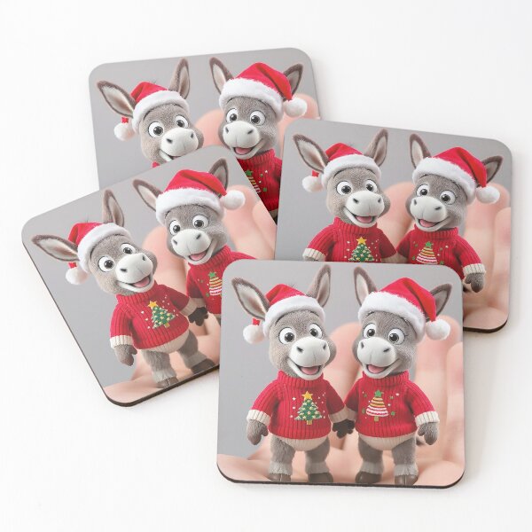 Item preview, Cute Donkeys in Christmas Hats and Red Sweaters in Palm of Hand designed and sold by acceleratorhams.