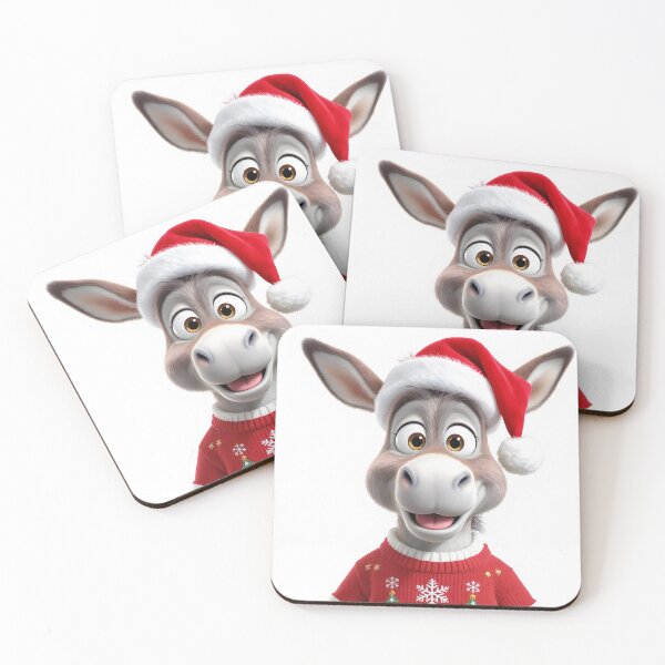 Item preview, Christmas Donkey in Festive Hat and Red Sweater Holiday Animal Art designed and sold by acceleratorhams.