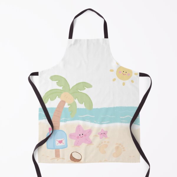 Item preview, Cute Tropical Seaside Illustration with Palm Trees, Pink Starfish & Heart Mailbox | Whimsical Beach Art designed and sold by Neiomi.