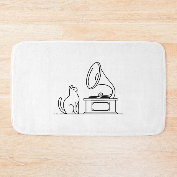 Item preview, phonograph spinning while a cat watches curiously designed and sold by rasagamastore.