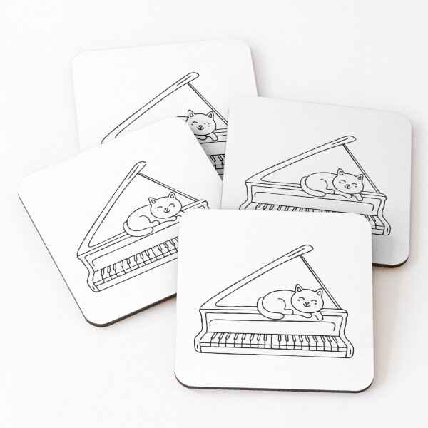 Item preview, piano with a cat resting on the keys designed and sold by rasagamastore.