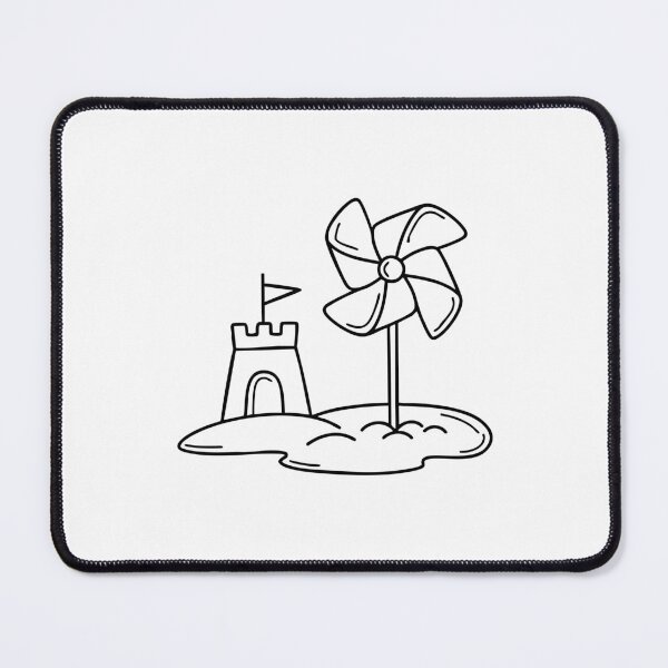 Item preview, pinwheel stuck in the sand at the beach near sea castle designed and sold by rasagamastore.
