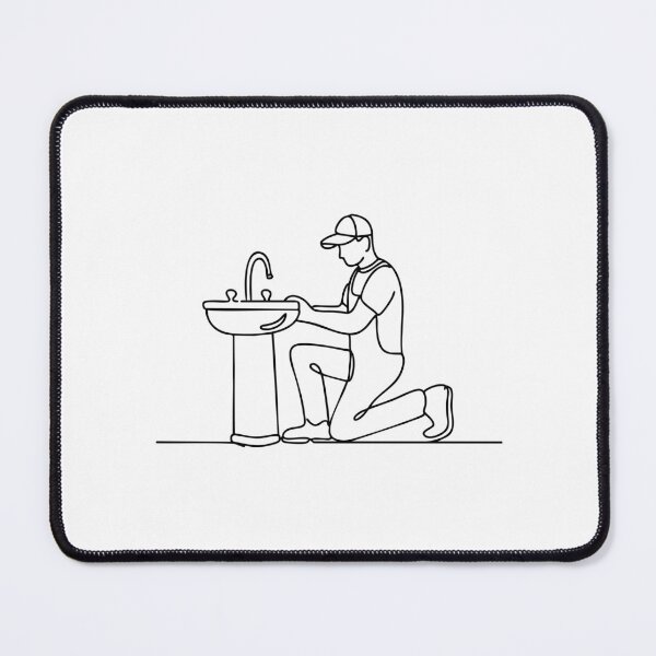 Item preview, plumber kneeling while fixing a bathroom sink designed and sold by rasagamastore.