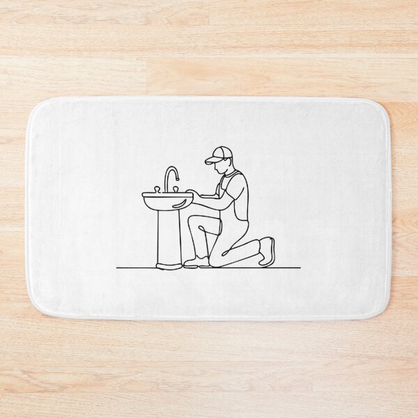 Item preview, plumber kneeling while fixing a bathroom sink designed and sold by rasagamastore.