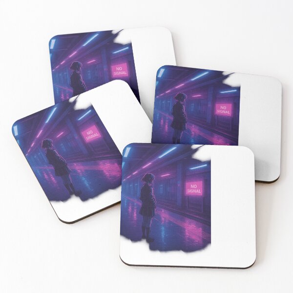 Item preview, Lonely Anime Girl at Empty Metro – Metro Station Alone – Neo Tokyo Nights designed and sold by Domci.