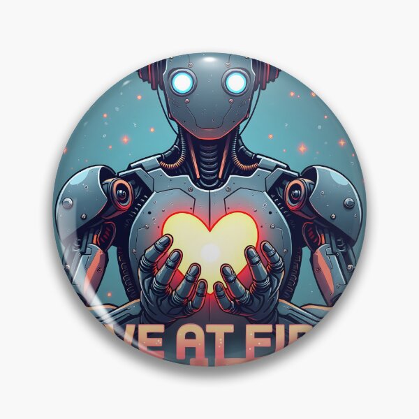 Item preview, Love at First Byte Robot Cyberpunk Heart Tech Art designed and sold by TeeWyrm.