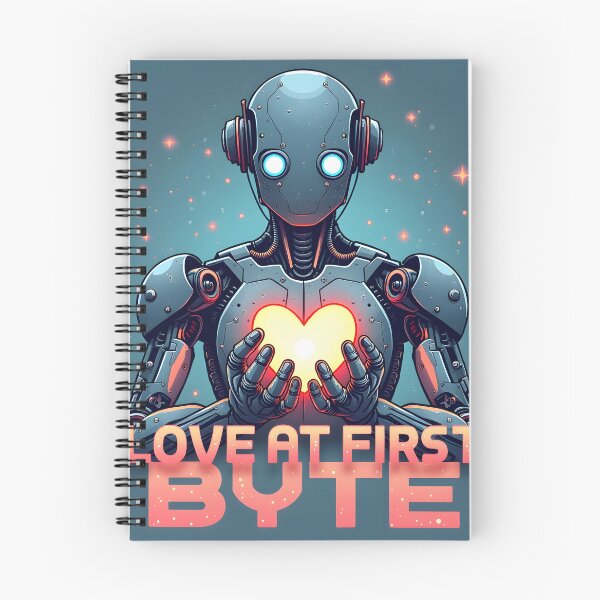 Item preview, Love at First Byte Robot Cyberpunk Heart Tech Art designed and sold by TeeWyrm.